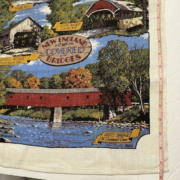 VTG Kay Dee Vintage Kitchen Towel New England Covered Bridges Linen Batchelder - Picture 8 of 8